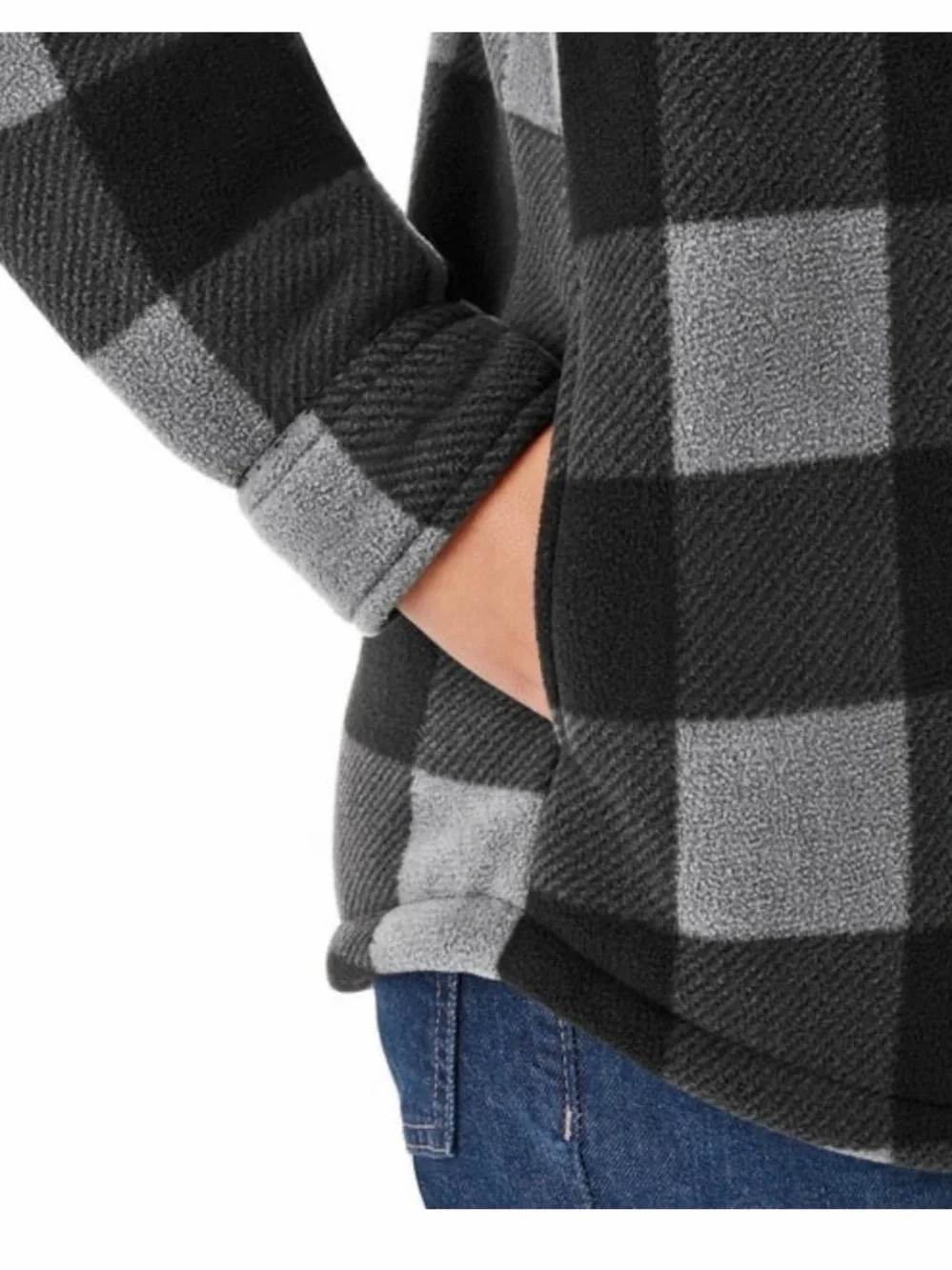 Kids Black & Gray Buffalo Plaid Sherpa-Lined Shirt Jacket
